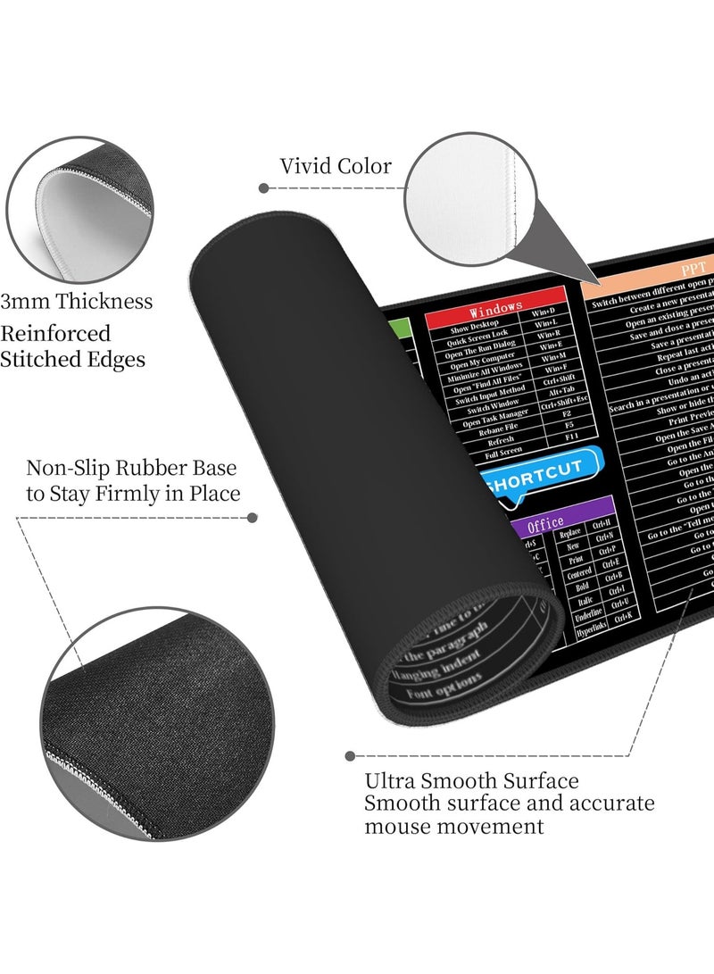 كمبيوتر مكتب باور بوينت إكسل وورد اختصارات لوحة المفاتيح لوحة مفاتيح ألعاب ماوس باد ماوس باد كبيرة ممتدة XL بحافة مخيطة ونعل مطاطي للمنزل أو المكتب (31.5 × 11.8 بوصة) - Image 5